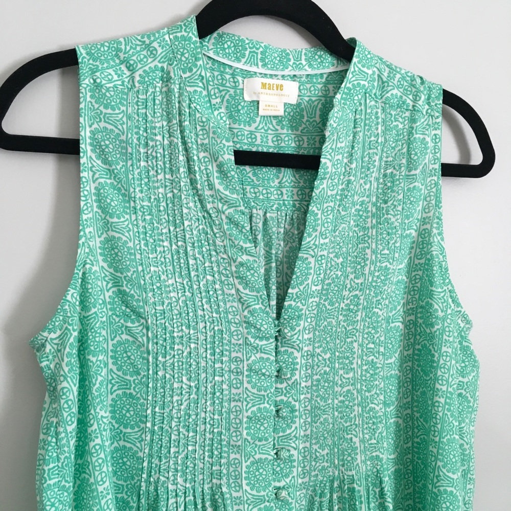 ❌SOLD❌ Anthropologie Mave green button front tank - Picture 2 of 4